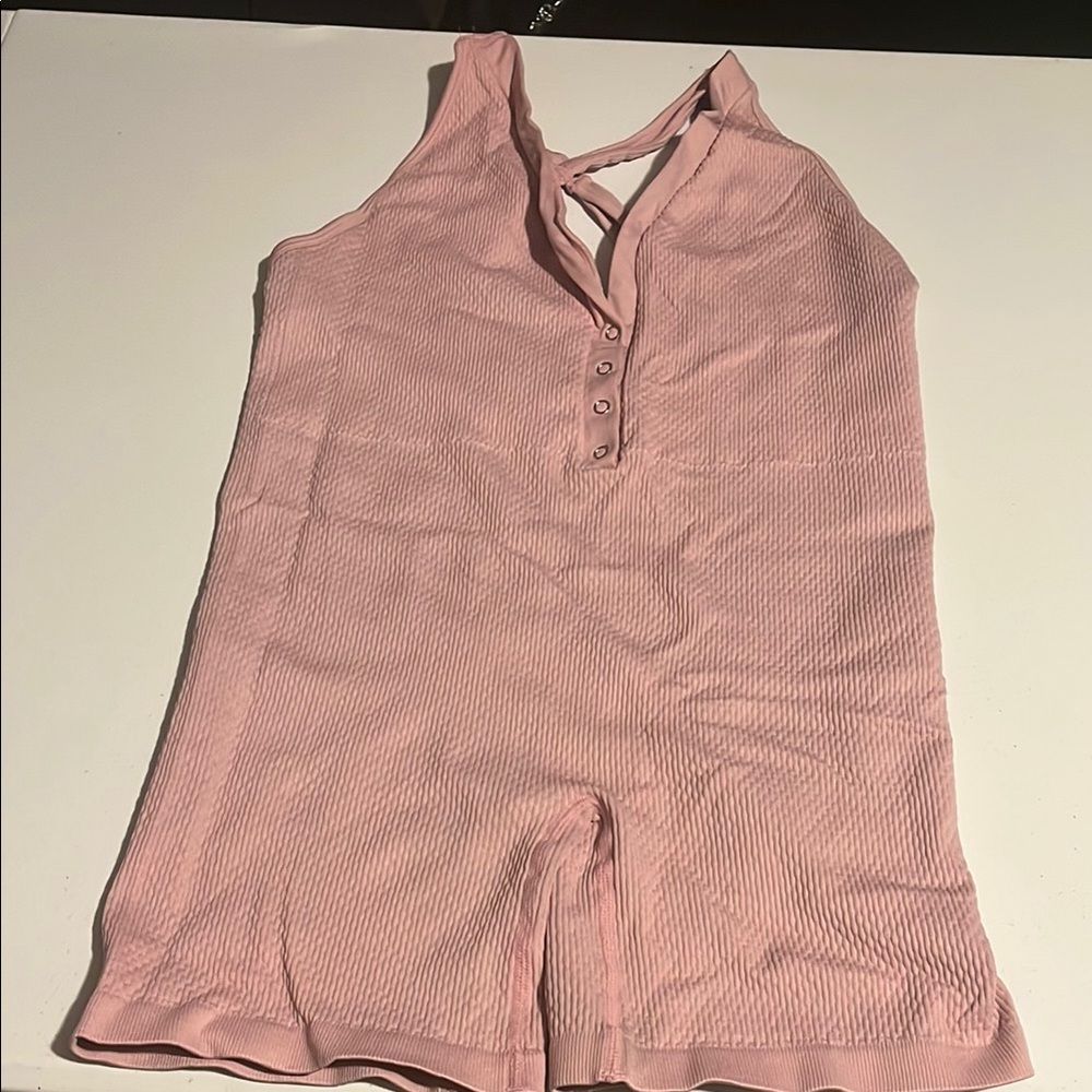 Forever 21 Pink Jumpsuit with Satin Finish and V-Neck